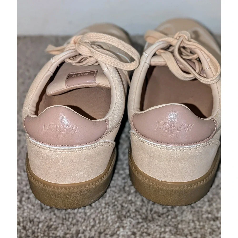 J. Crew Lace Up Sneakers Tan Suede Gum Sole Women's Size‎ 8.5 NWT Flaw $108